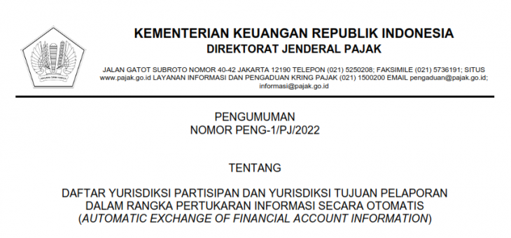 Pertukaran Informasi Secara Otomatis (Automatic Exchange Of Financial Account Information)